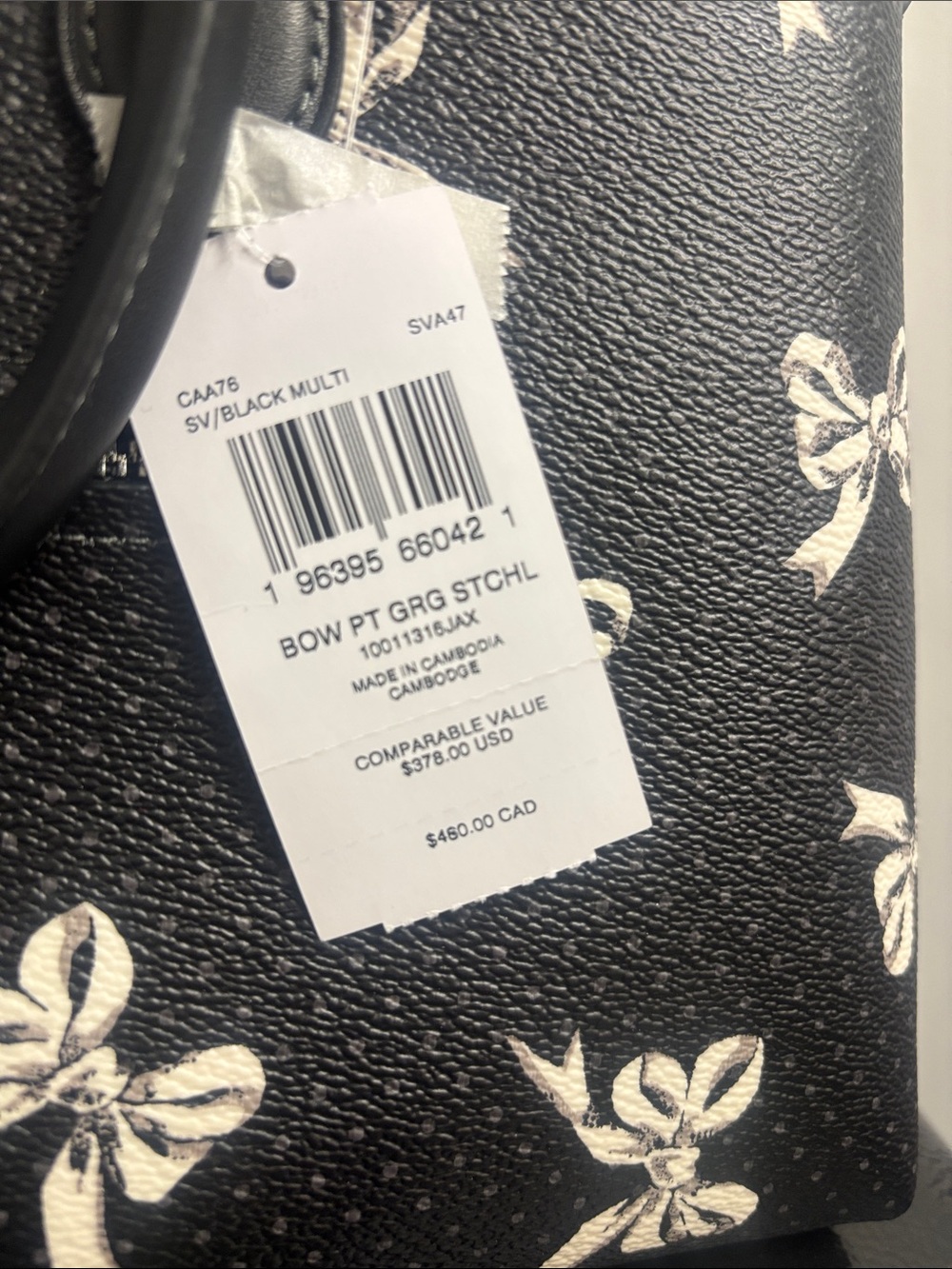 Coach Black Leather Bow-Print Satchel - Picture 3 of 5